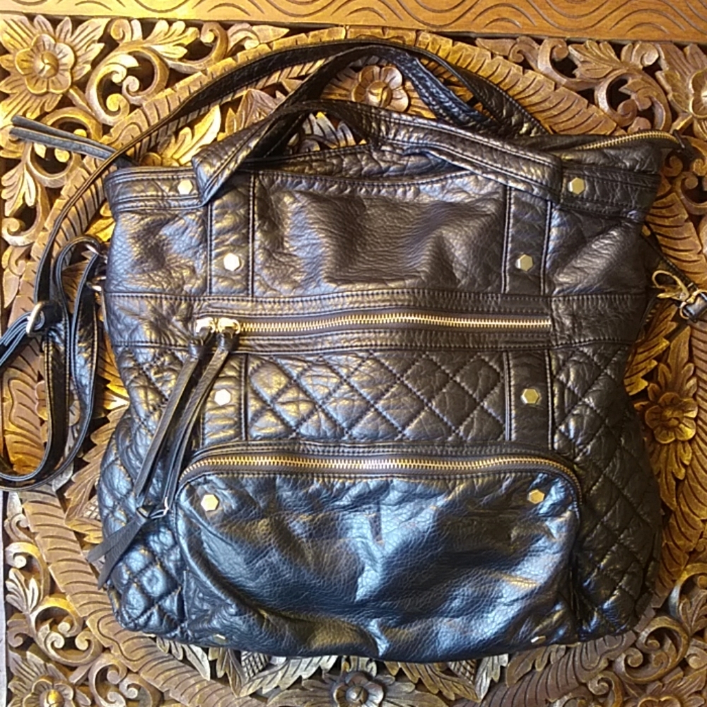 LD Quilted Faux Leather Bag